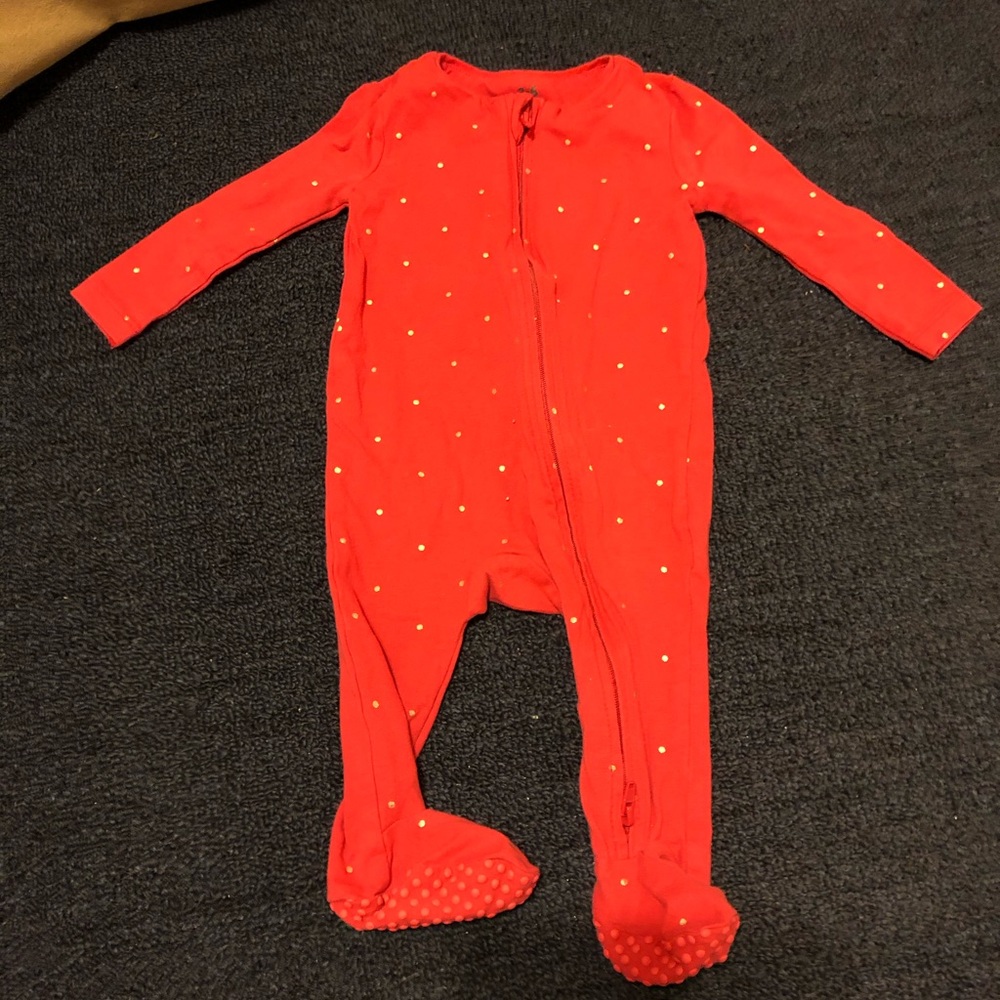 Coral/deep pink cotton on kids zipper pajamas
